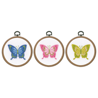 Embroidery Kit with Hoops: Butterflies: Set of 3