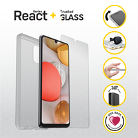 OtterBox React + Trusted Glass Samsung Galaxy A42 5G - clear - Custodia + in Vetro Temperato, Transparente