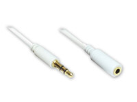 Klinkenverlängerung 3,5mm, Stecker an Buchse (3polig), Slim-Ausführung, weiß, 2m, Good Connections®