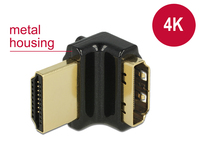 Adapter High Speed HDMI mit Ethernet – HDMI-A Buchse an HDMI-A Stecker 4K 90° gewinkelt oben schwarz