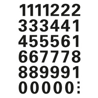 Buchstaben-, Zahlen-Etiketten, 0-9, 15 hoch mm, Druckschrift, schwarz, 39