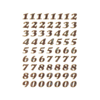Buchstaben-, Zahlen-Etiketten, 0-9, 8 hoch mm, Druckschrift kursiv, gold, 64