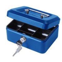 ValueX Metal Cash Box 200mm (8 Inch) Key Lock Blue