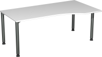 PC-Schreibtisch rechts, 1800x1000x680-820 mm, Weiß/Anthrazit
