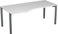PC-Schreibtisch links, 1800x1000x680-820 mm, Weiß/Anthrazit