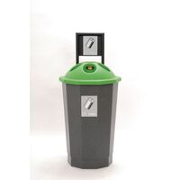 Colour coded recycling bins, green can bank