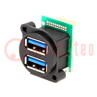 Conector: USB A; tomacorriente; para panel,atornillado; dobles