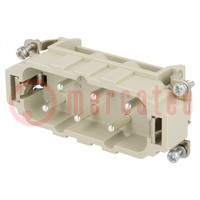 Connector: HDC; contact insert; male; Han® HsB; PIN: 6; 6+PE; 35A