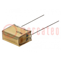 Condensator: papiercondensator; X2; 100nF; 660VAC; Raster: 25,4mm