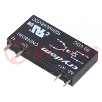 Relay: solid state; Ucntrl: 38÷72VDC; 100mA; 0÷48VDC; THT; SIP