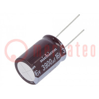 Capacitor: electrolytic; low ESR; THT; 3900uF; 16VDC; Ø18x25mm