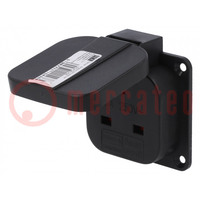 Connecteur: alimentation AC; socle; 2P+PE; 250VAC; 16A; noir; PIN: 3