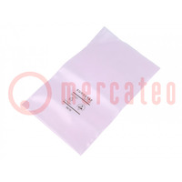 Protection bag; ESD; L: 254mm; W: 152mm; Thk: 90um; polyetylene; pink