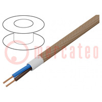 Cable; YTLY; 2x0,5mm2; redondo; cuerda; Cu; textil; marrón claro