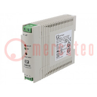Power supply: switched-mode; for DIN rail; 18W; 24VDC; 750mA; 77%