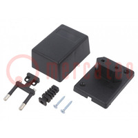 Enclosure: for power supplies; X: 46mm; Y: 65mm; Z: 37mm; ABS; black