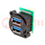 Socket; USB A; for panel mounting,screw; pin header; double