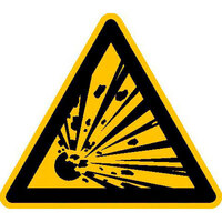 Warnung vor explosionsgefährlichen Stoffen Warnschild, Alu geprägt, Größe 100 mm DIN EN ISO 7010 W002 ASR A1.3 W002