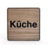 Tello Wood Holz-Türschild eckig, Material: Eiche Furnier, Maße 10,0 x 10,0 cm, Farbe: Eiche, Motiv: Schwarz Version: 12 - Küche