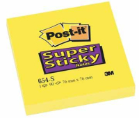 Post-It 654-S Klebezettel Quadratisch Gelb 90 Blätter Selbstklebend