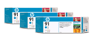 HP 91 3-pack 775-ml Cyan DesignJet Pigment Ink Cartridges ink cartridge 1 pc(s) Original