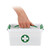 Relaxdays Medizinbox, 5 Fächer, Erste Hilfe Kasten für Hausapotheke, Kunststoff, HxBxT: 14,5 x 30 x 20 cm, weiß/grün