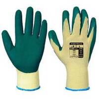 Portwest A100 Green/Yellow Latex Grip Gloves - Size 10