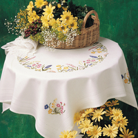 Embroidery Kit: Tablecloth: Spring Garland