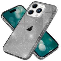 Glitzer Hülle für iPhone 15 Pro Max Bling Case Klar Silikon Handyhülle Tasche Schwarz