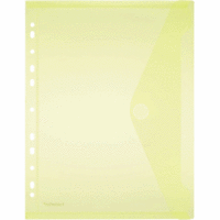 Dokumentenmappe A4 PP mit Lochrand Klettverschluss gelb transparent