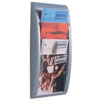 Wall mounted literature dispenser system - 4 x A4 pockets, silver
