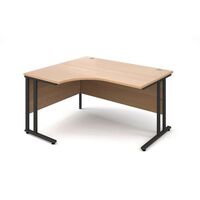 Traditional ergonomic desks - delivered and installed - black frame, beech top, left hand, 1600mm