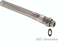 Exemplarische Darstellung: CK-Schlauch-Drehverschraubung mit zylindrischem Gewinde und Knickschutz, Messing vernickelt