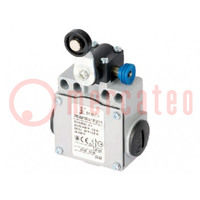 Limit switch; lever R 26,5mm, plastic roller Ø18mm,with reset