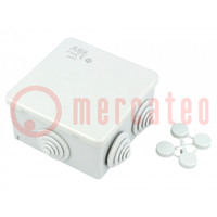 Enclosure: junction box; X: 80mm; Y: 80mm; Z: 40mm; wall mount; IP44