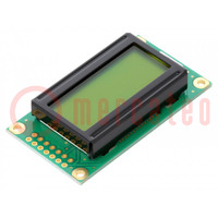 Display: LCD; alfanumeriek; STN Positive; 8x2; geel-groen; LED