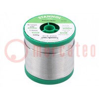 Soldering wire; Sn99,3Cu0,7+NiGe; 1.5mm; 0.5kg; lead free; reel