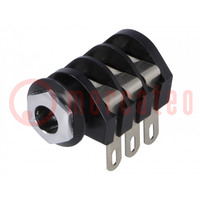 Socket; Jack 6,3mm; female; stereo,with triple switch; ways: 3