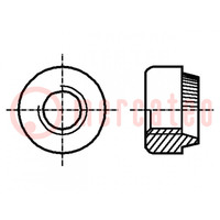 Tuerca de soldadura; redonda; M3; acero; Cobertura: zinc; 2,3mm