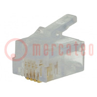 Plug; RJ11; PIN: 4; Layout: 6p4c; for cable; IDC,crimped