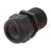 Cable gland; with long thread; M32; 1.5; IP68; polyamide; black