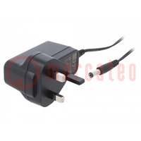 Power supply: switched-mode; mains,plug; 12VDC; 1A; 12W; 83%