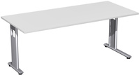 Oxford-Anbau-Schreibtisch in Lichtgrau-Dekor, einseitig verkürzter Fuß HxBxT 720 x 1800 x 800 mm | TP0412-01
