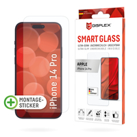 Displex Smart Glass (9H) für Apple iPhone 14 Pro, Montagesticker, unzerbrechlich, ultra-dünn, unsichtbar