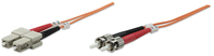 Intellinet Glasfaser LWL-Anschlusskabel, Duplex, Multimode, ST/SC, 62,5/125 µm, OM1, 2 m, orange