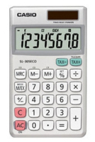 Casio SL-305ECO-W-EH Taschenrechner Tasche Einfacher Taschenrechner Silber, Weiß