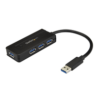 StarTech.com 4 Port USB 3.0 Hub mit Netzteil, 5Gbit/s USB 3.2 Gen 1 Mini hub mit Schnelllade Anschluss, Aktiver USB Hub/Verteiler - USB Bus oder Netzteilbetrieben - Schwarz