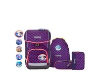 Rucksack Ergobag Cubo light Lumi Edition PerlentauchBär lila Set 5tlg