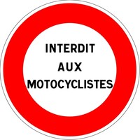 Interdit aux motocyclistes - autocollant - Diamètre de 200 mm