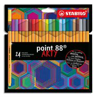 STABILO point 88 ARTY feutre pointe fine (0,4 mm) - Etui de 24 feutres fins - Coloris assortis